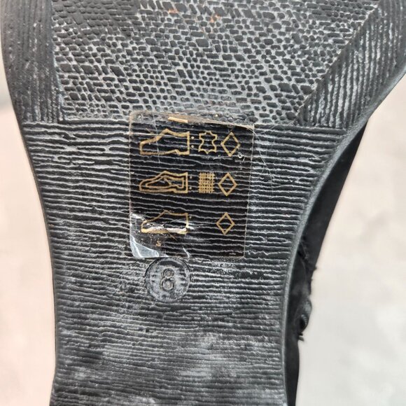 Steve Madden Chain Western Ankle Booties Sz 8 Black Leather Low Heel Goth Boots - Picture 9 of 14